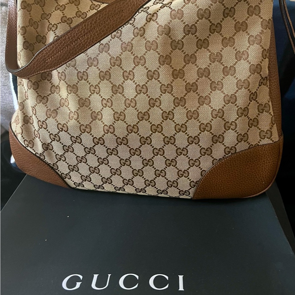 Gucci Khaki monogrammed shoulder bag